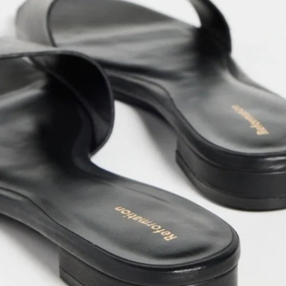 Reformation Joey Asymmetrical Flat Slide - Size W6.5 - Gently Used, Good Condt - Picture 4 of 9